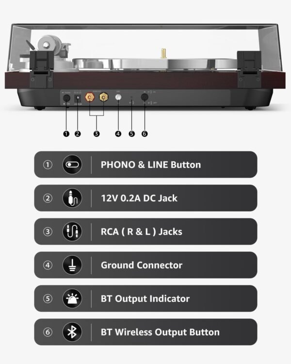 61aTqUNPoyL._AC_SL1500_ Turntable record player review Retrolife HQ-KZ006 wireless output with carbon fiber tonearm