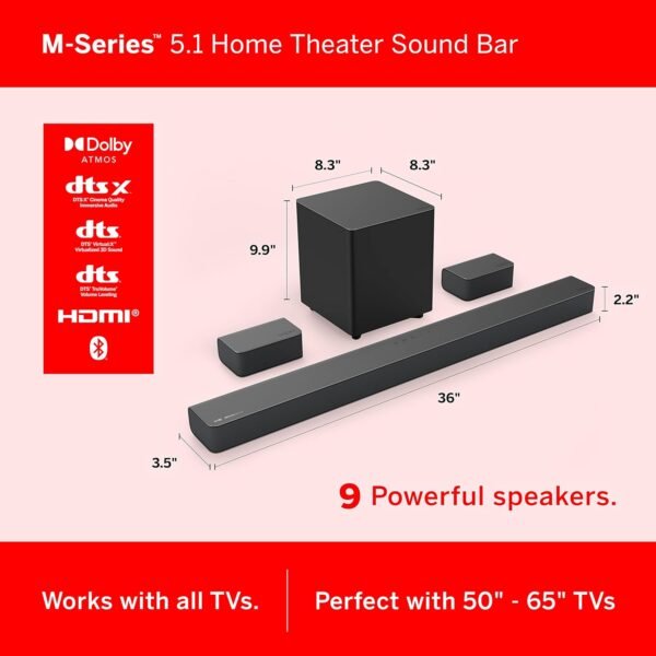71gRaXLIBL._AC_SL1500_ VIZIO M51ax-J6 Sound Bar Review Immersive Dolby Atmos 5.1 Surround Experience