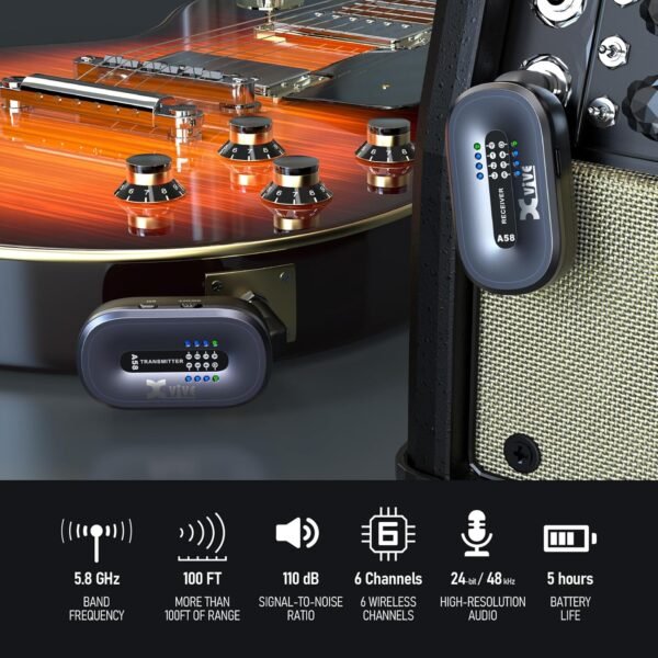 81OJJk1UuL._AC_SL1500_ Xvive A58 Wireless Guitar System review reliable 5.8GHz transmitter for electric and bass guitars