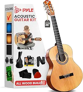 81R-IbUZkLL.__AC_SX300_SY300_QL70_FMwebp_ Pyle Beginner Acoustic Guitar Kit review best for kids and adults learning guitar