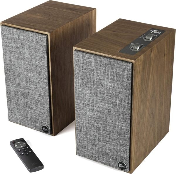 Klipsch The Fives Powered Bookshelf Speakers review high-quality sound with HDMI-ARC in Walnut
